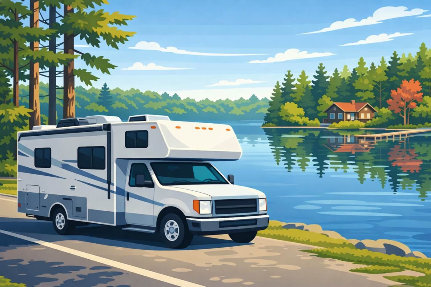 Camping-car au bord d’un lac à Muskoka, ambiance cottage country à deux heures de Toronto.
