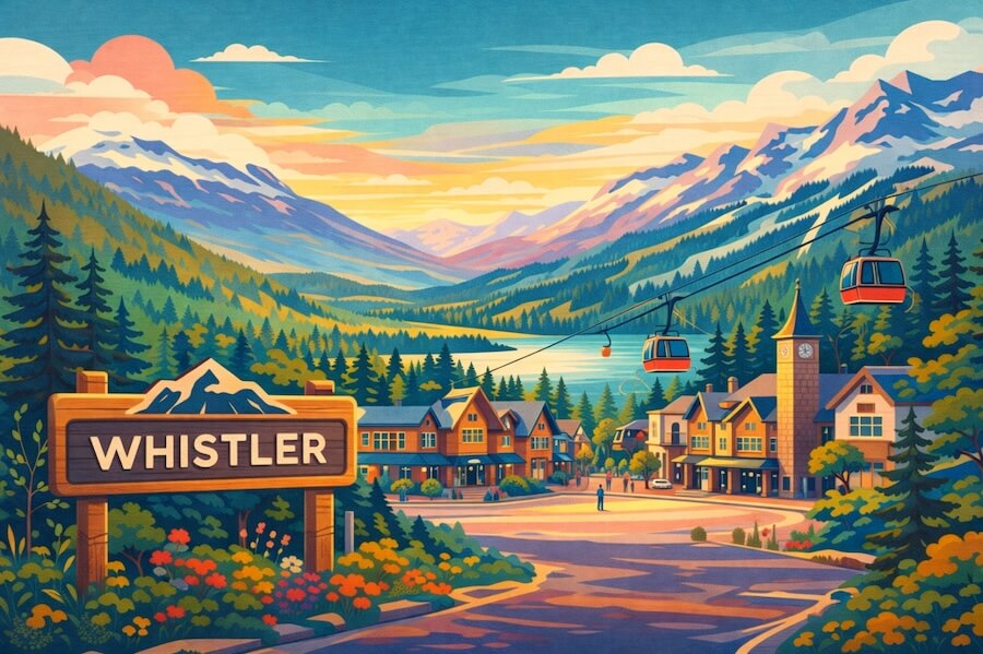 Vue de Whistler, ambiance montagne de la Sea-to-Sky.